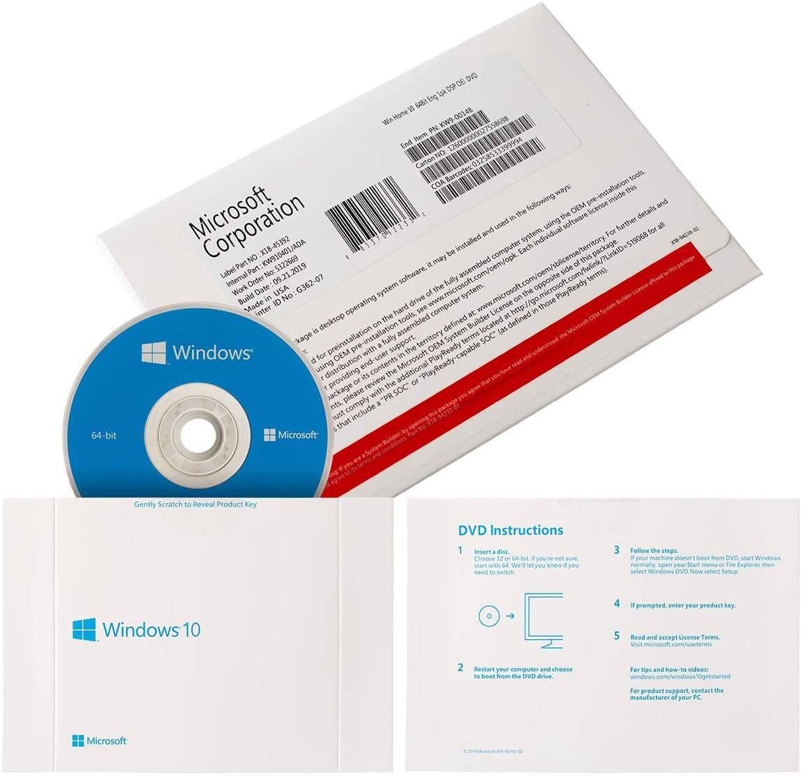 Microsoft Windows 10 Home 64-Bit English 1PK DSP OEM DVD | License Activation Key for 1 PC | KW9-00139 | Australian Stock - INFINITE-ITECH